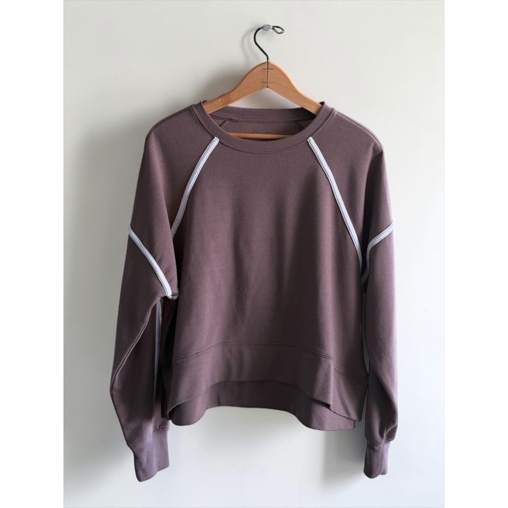 Jessica Simpson Active Mauve Pink Raglan Sweatshirt White Piping Small